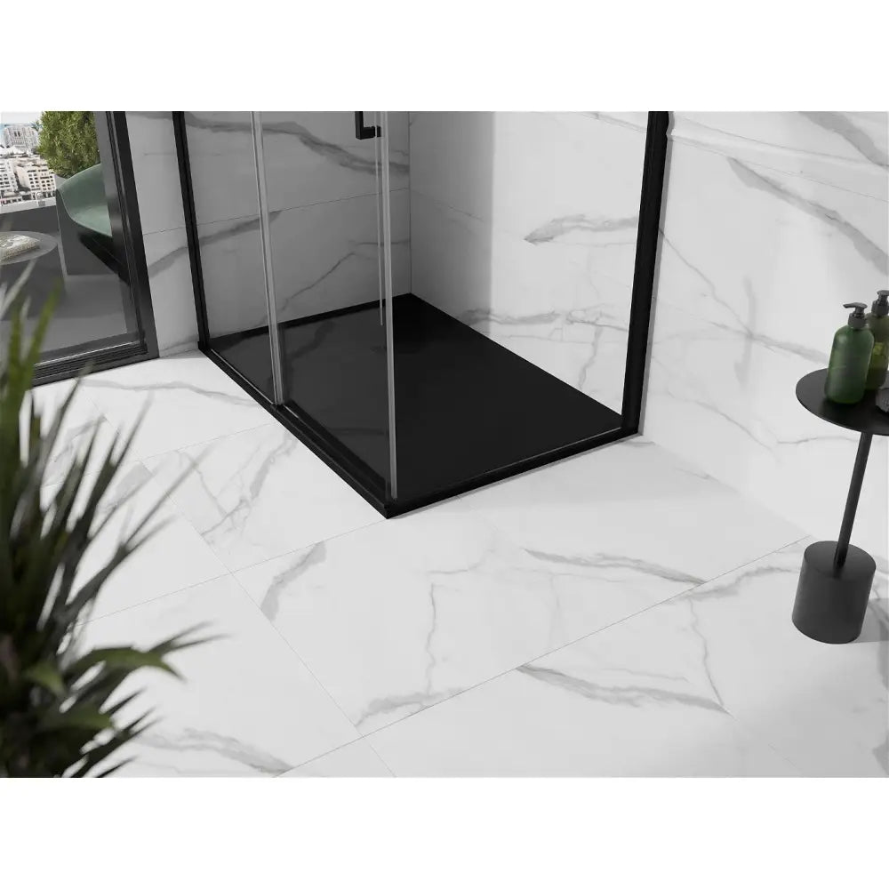 Mexen Stone + Kompositt Rektangulært Dusjbrett 120x100 Cm Svart med Svart Deksel - 44701012-b