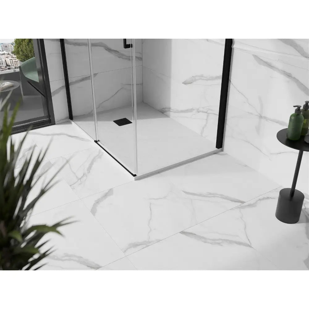 Mexen Stone + Kompositt Rektangulært Dusjbrett 120x70 Cm Hvitt med Svart Deksel - 44107012-b