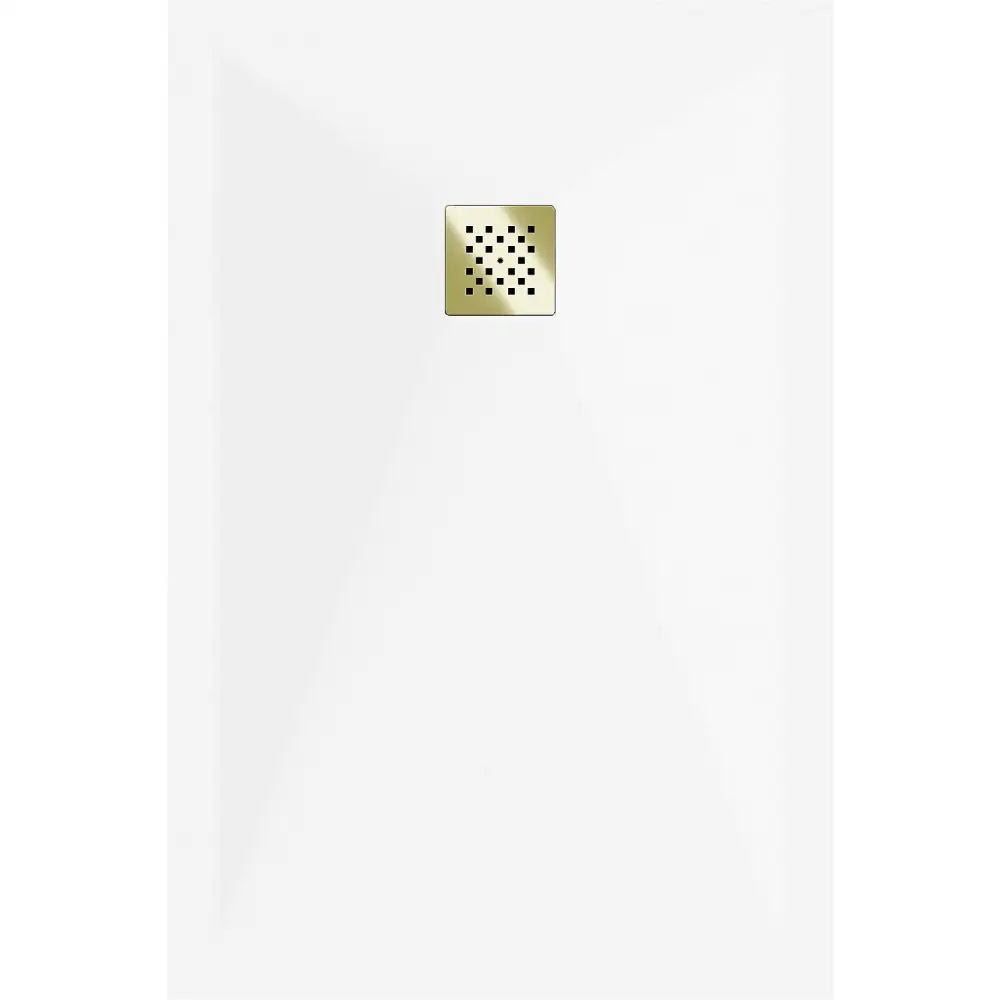 Mexen Stone + Kompositt Rektangulært Dusjbrett 130x80 Cm Hvitt med Gulldeksel - 44108013-g