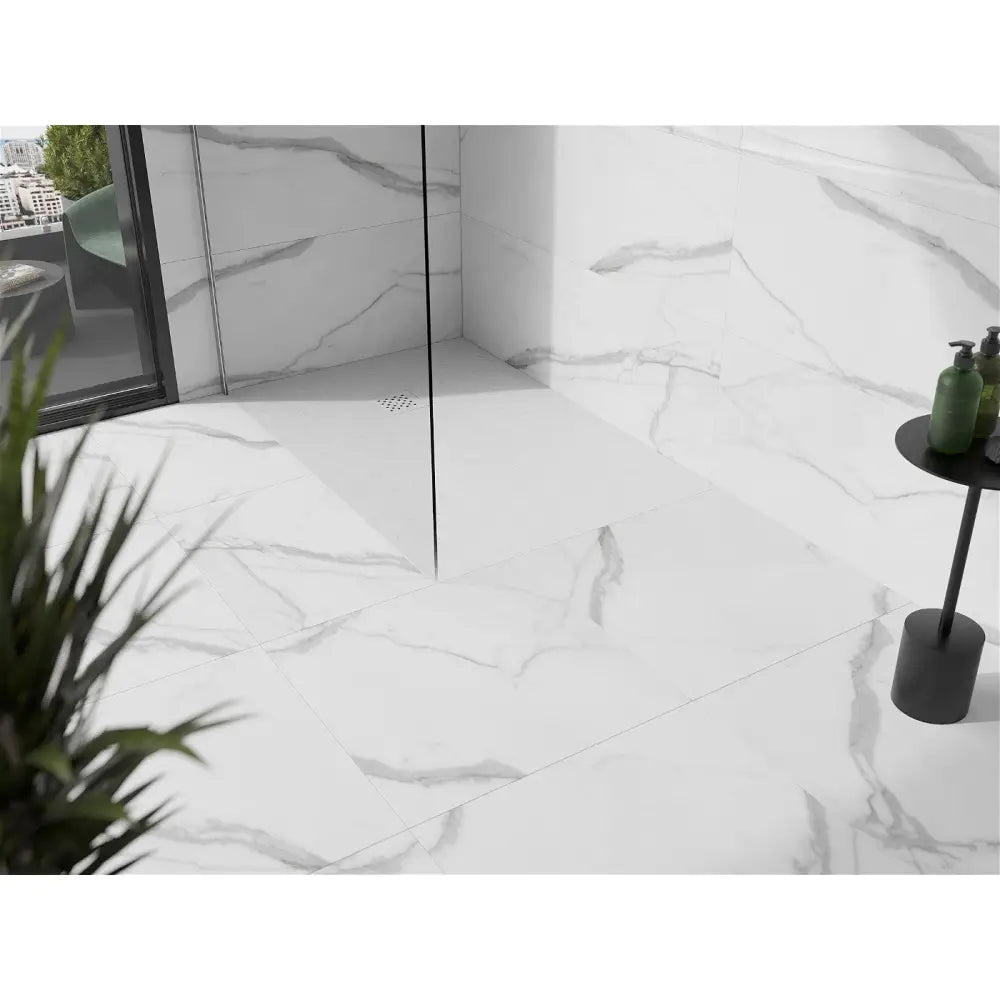Mexen Stone + Kompositt Rektangulært Dusjbrett 130x90 Cm Hvitt med Hvit Deksel - 44109013-w