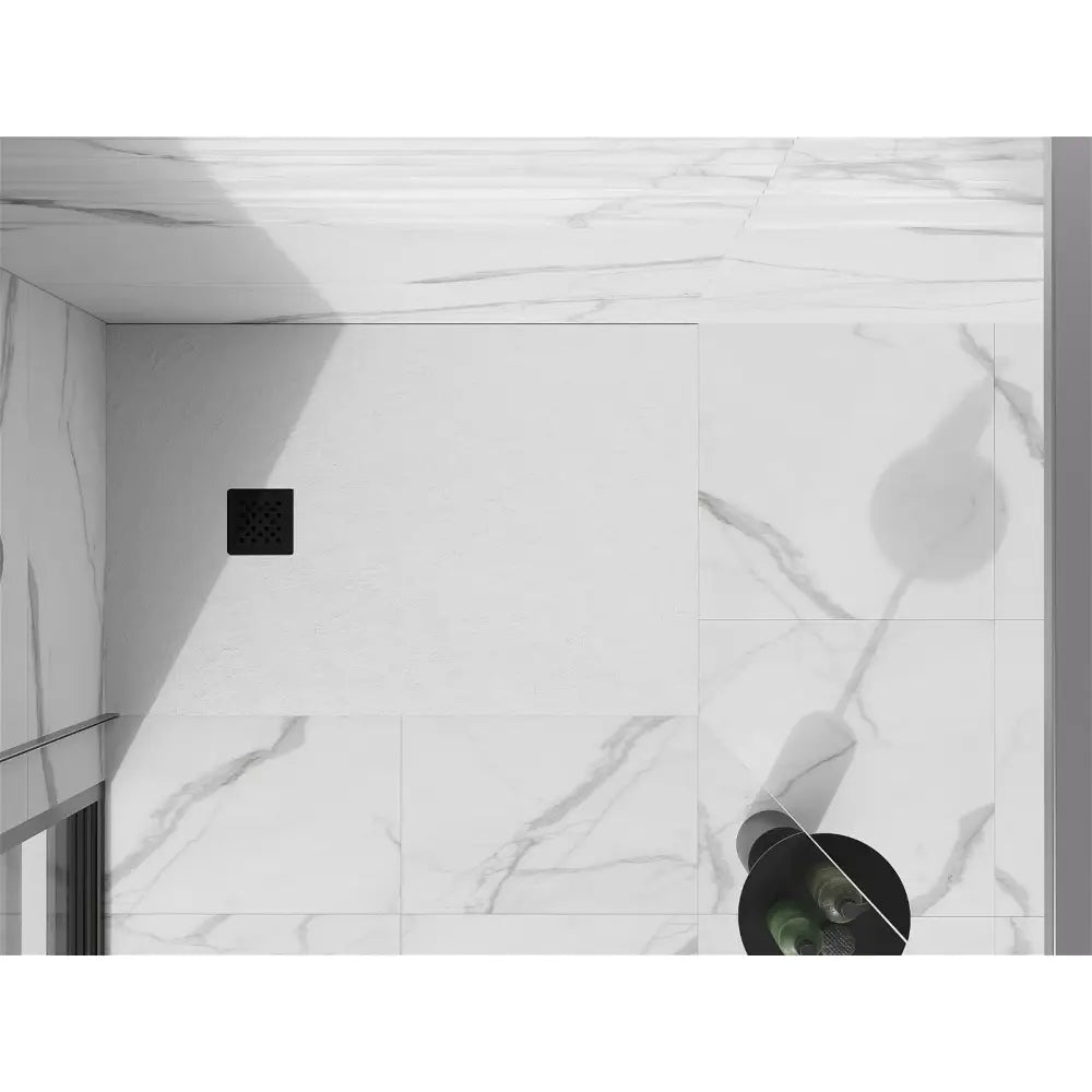 Mexen Stone + Kompositt Rektangulært Dusjbrett 140x100 Cm Hvit med Svart Deksel - 44101014-b
