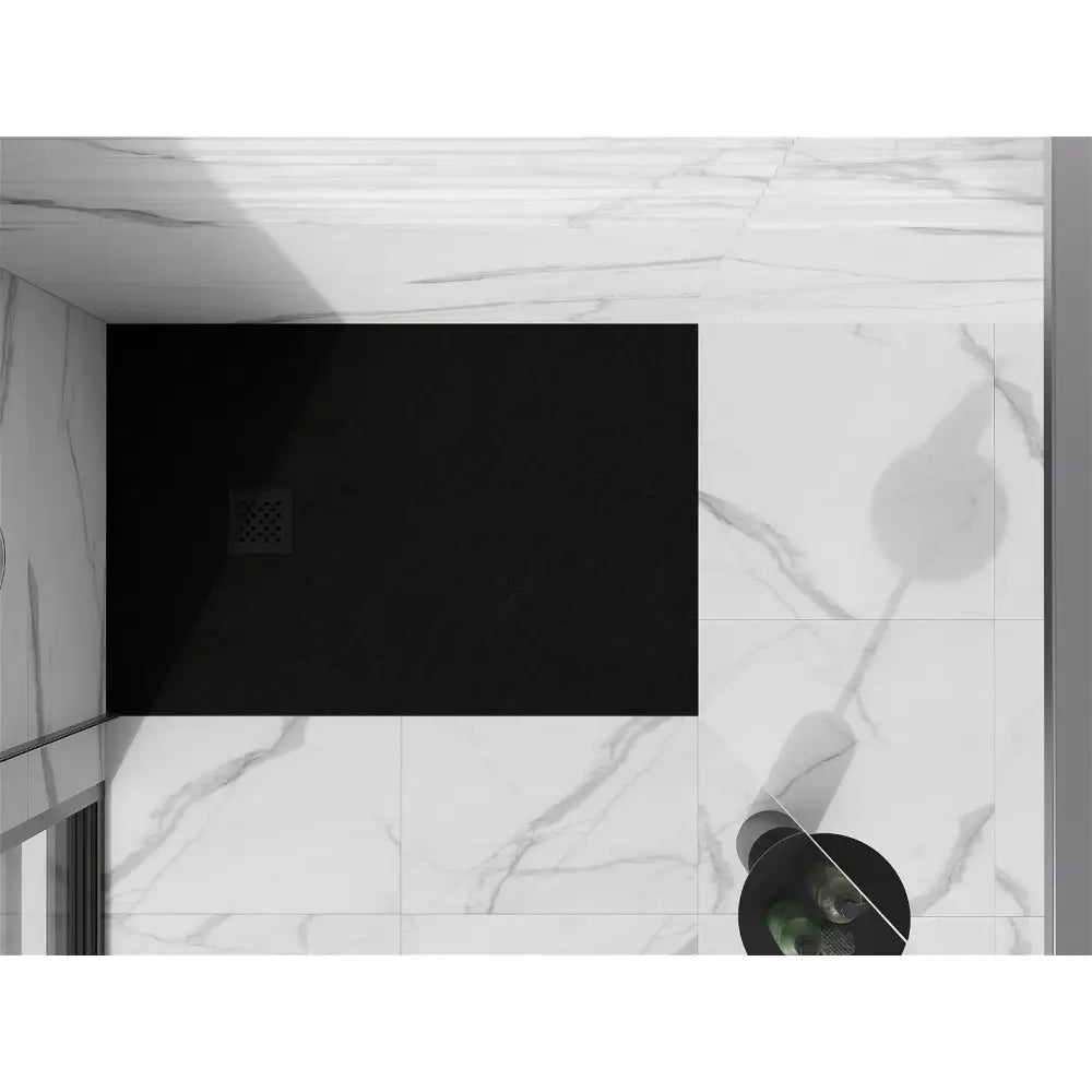 Mexen Stone + Kompositt Rektangulært Dusjbrett 140x100 Cm Svart med Svart Deksel - 44701014-b