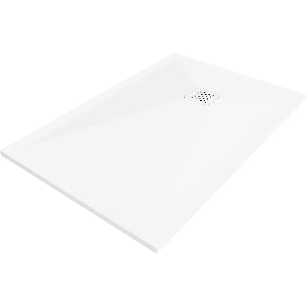 Mexen Stone + Kompositt Rektangulært Dusjbrett 140x70 Cm Hvitt med Hvit Deksel - 44107014-w