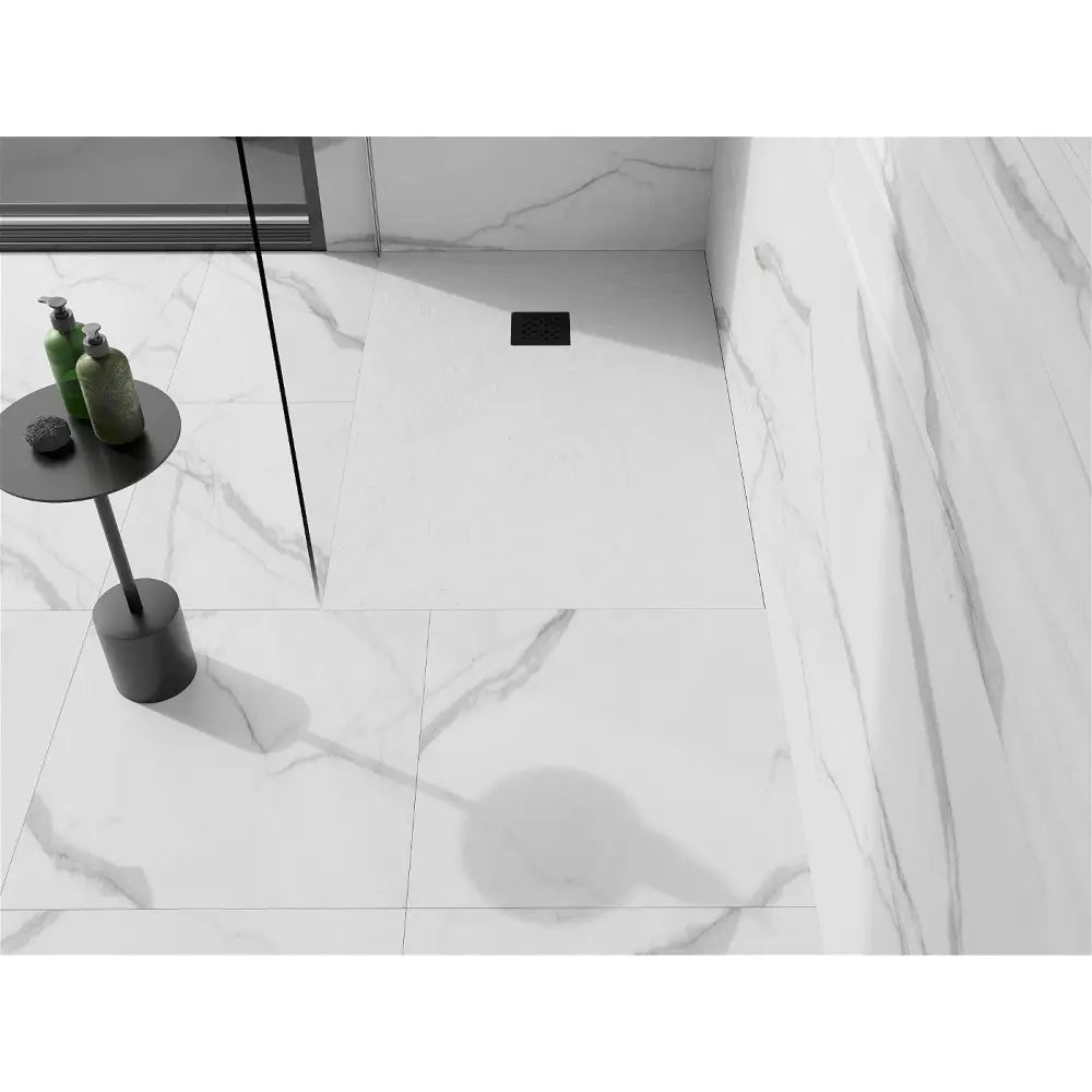 Mexen Stone + Kompositt Rektangulært Dusjbrett 140x70 Cm Hvitt med Svart Deksel - 44107014-b