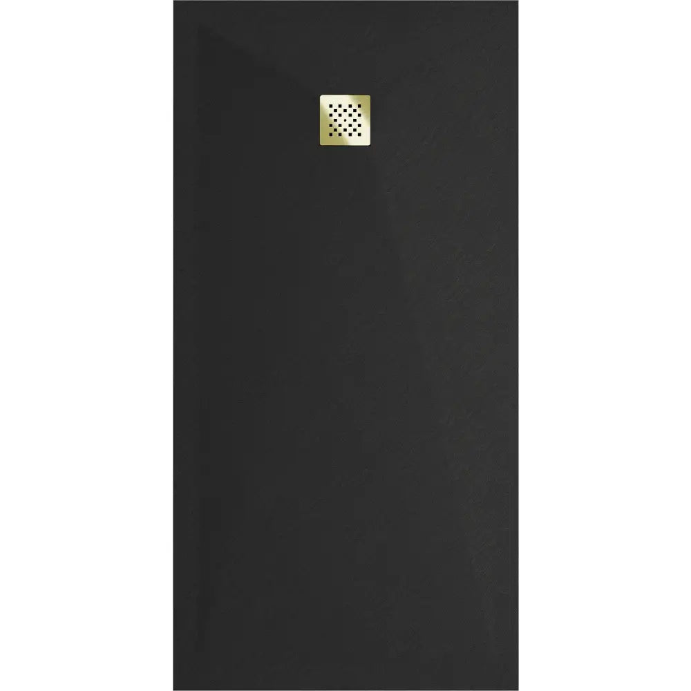 Mexen Stone + Kompositt Rektangulært Dusjbrett 160x100 Cm Svart med Gulldeksel - 44701016-g