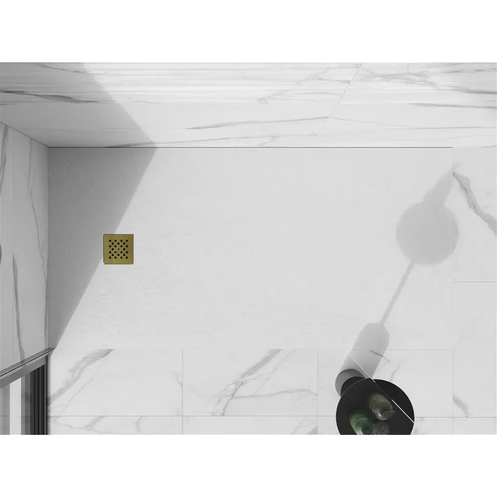 Mexen Stone + Kompositt Rektangulært Dusjbrett 160x90 Cm Hvitt med Gulldeksel - 44109016-g