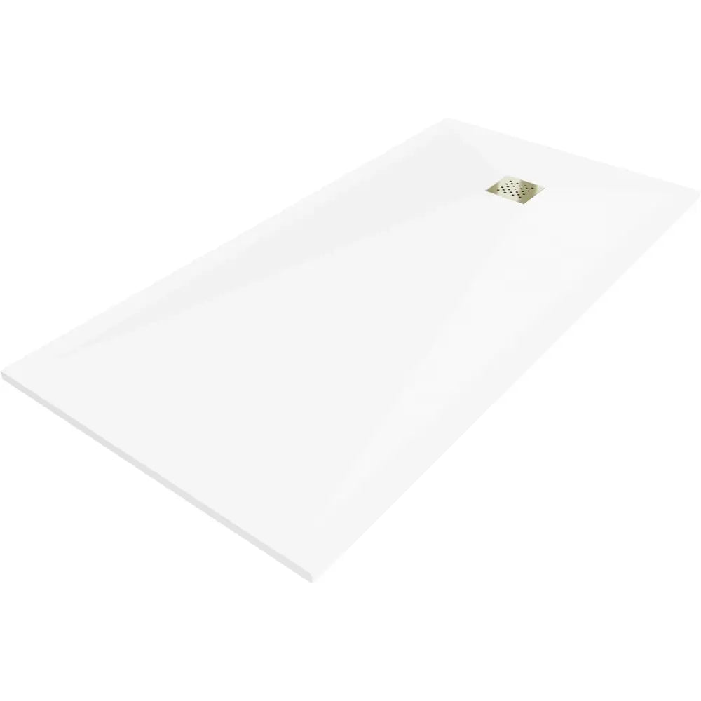 Mexen Stone + Kompositt Rektangulært Dusjbrett 200x80 Cm Hvitt med Gullfarge Deksel - 44108020-g