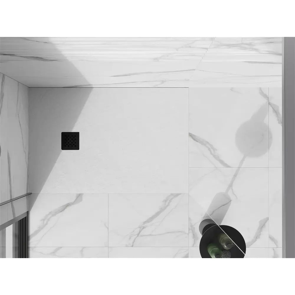 Mexen Stone + Kompositt Rektangulært Dusjbrett 90x80 Cm Hvitt med Svart Deksel - 44108090-b