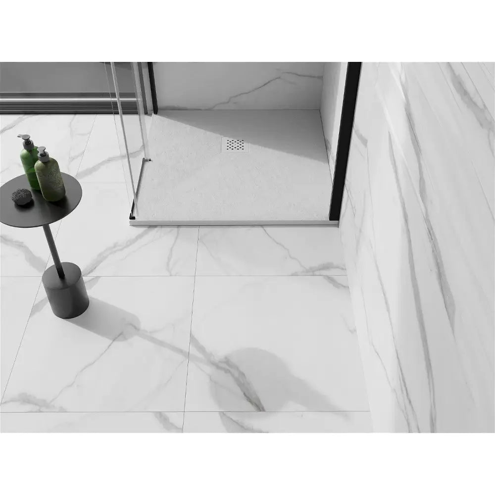 Mexen Stone + Komposittkvadratisk Dusjbunn 80x80 Cm Hvit med Hvit Dekselliste - 44108080-w