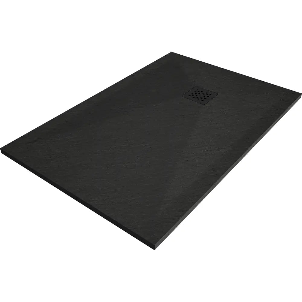 Mexen Stone + Rektangulær Kompositt Dusjbunn 130x80 Cm Svart med Svart Deksel - 44708013-b