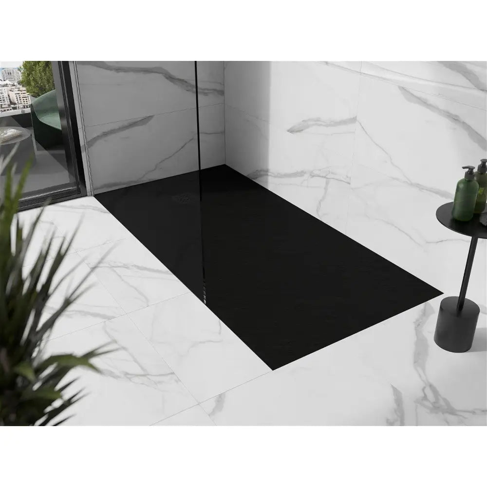 Mexen Stone + Rektangulær Kompositt Dusjbunn 180x70 Cm Svart med Svart Deksel - 44707018-b.