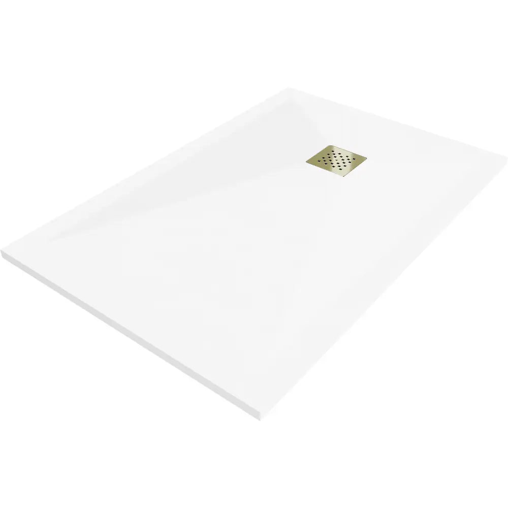 Mexen Stone + Rektangulært Kompositt Dusjbrett 120x80 Cm Hvitt med Gulldeksel - 44108012-g