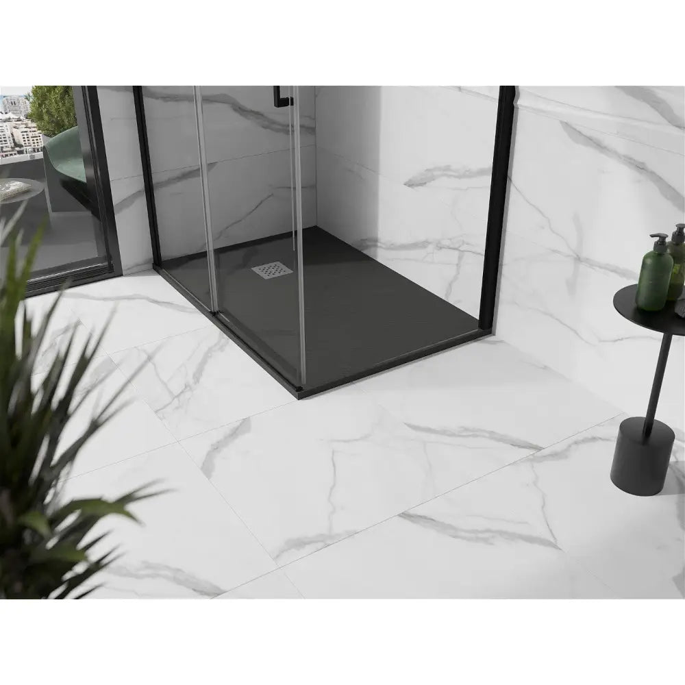 Mexen Stone + Rektangulært Kompositt Dusjbrett 90x80 Cm Antrasitt