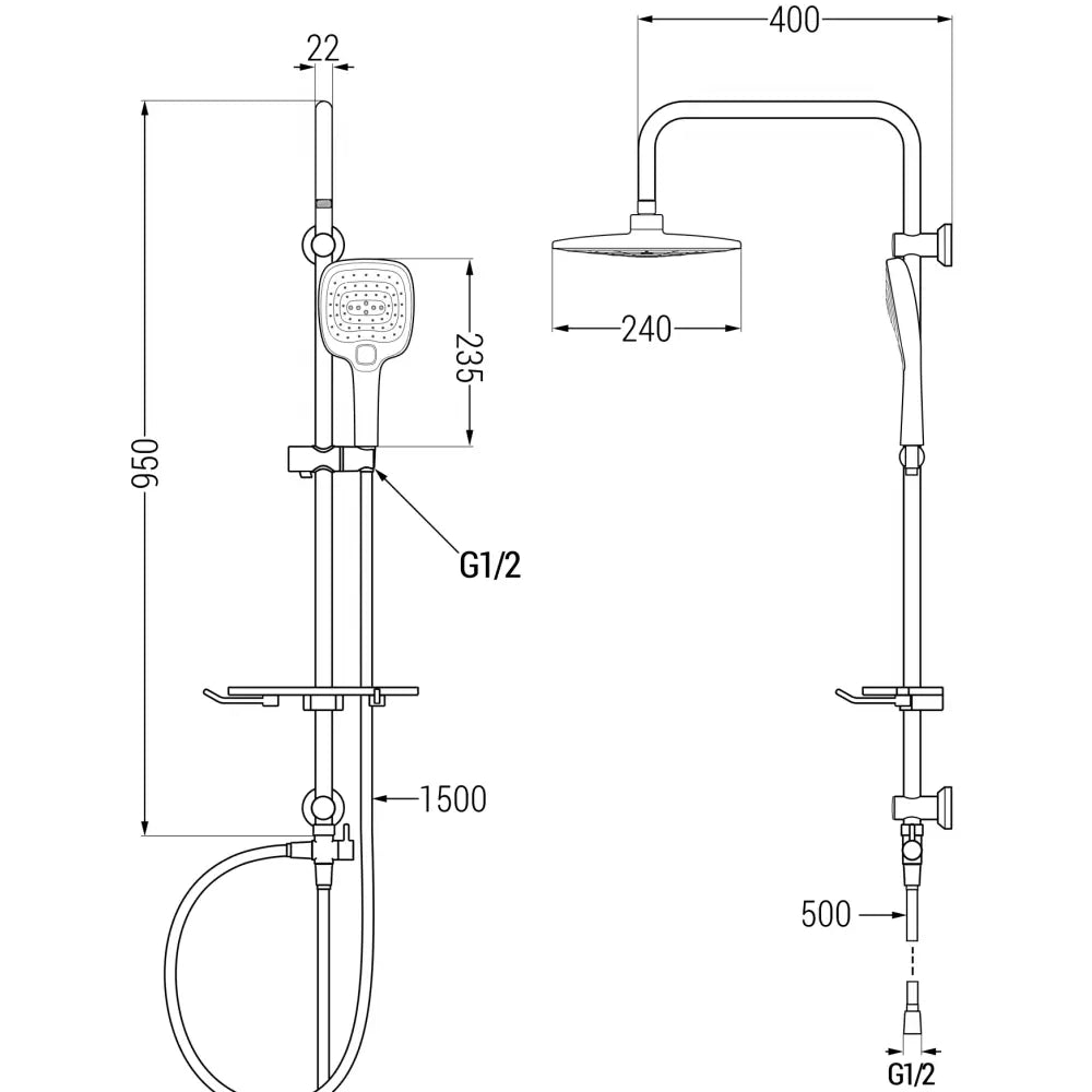 Dusjsett med Takdusj Krom S10