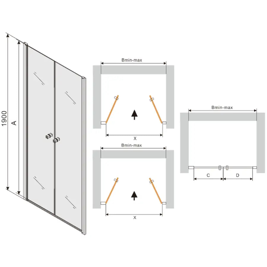 Dusjdører 100 Cm Gjennomsiktig Krom
