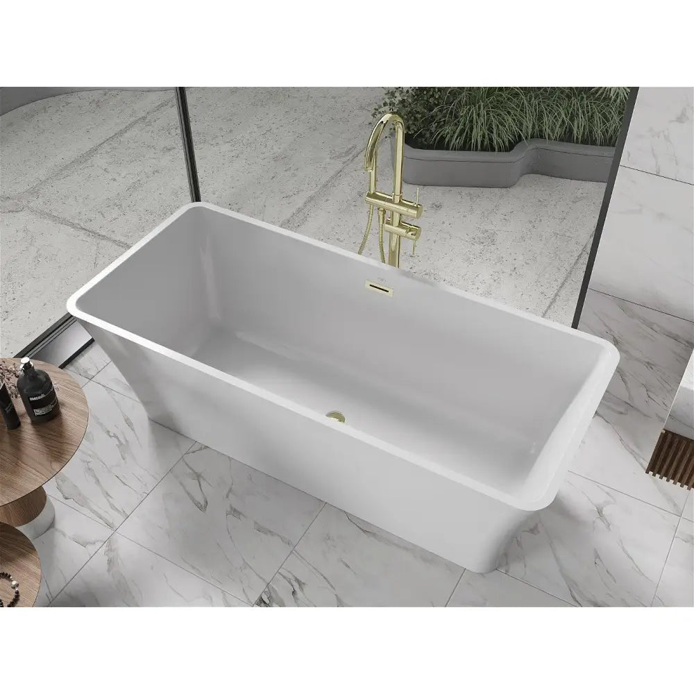 Mexen Tonia Frittstående Badekar 170x75 Cm Hvit Gull Overløp - 52171707500-g