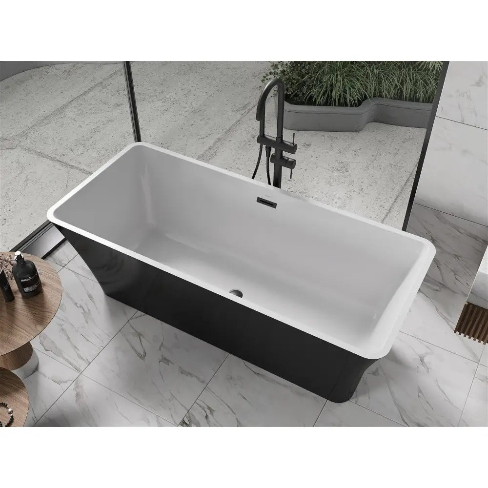 Mexen Tonia Frittstående Badekar 170x75 Cm Hvit/svart Overløp i Svart - 52171707575-b