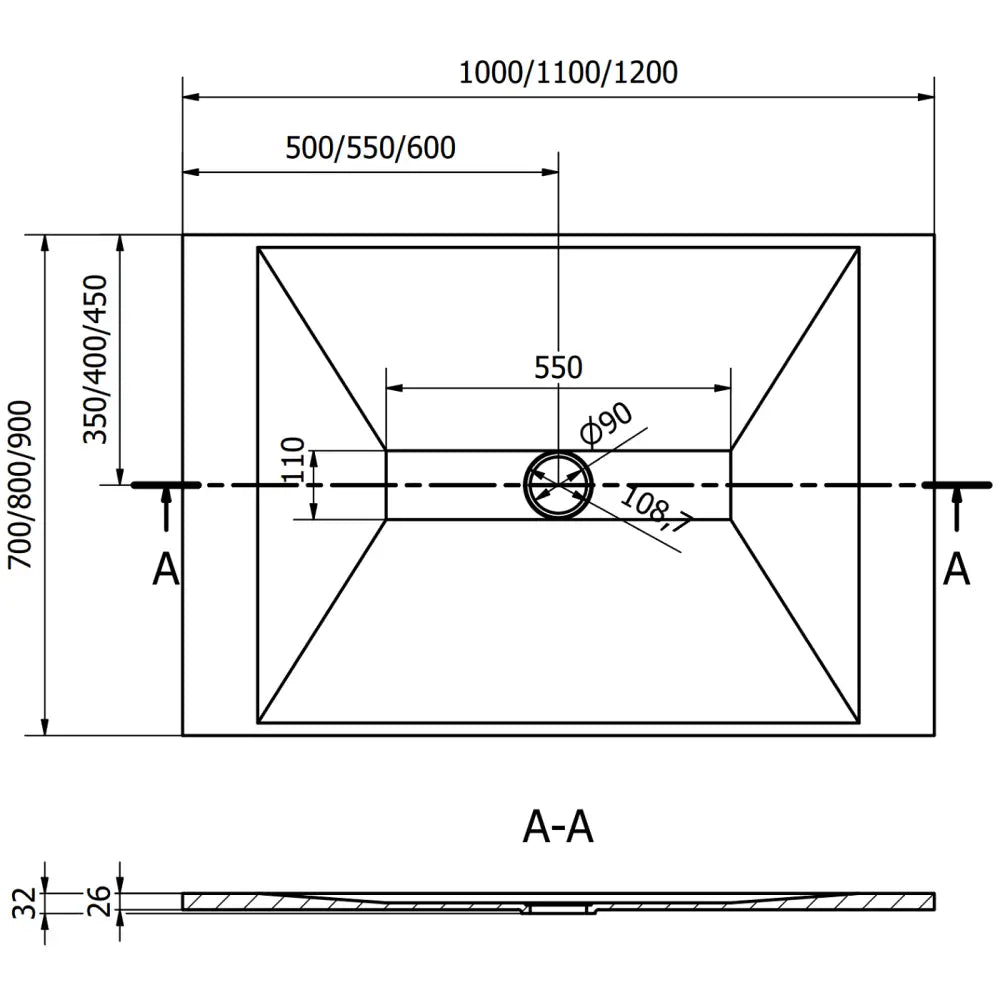 Mexen Toro Rektangulært Dusjbrett Smc 100x80 Cm Hvit med Gulldeksel - 43108010-g