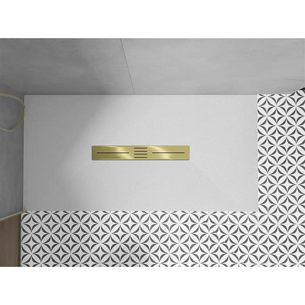 Mexen Toro Rektangulært Dusjbrett Smc 200x90 Cm Hvitt med Gullfarget Frontpanel - 43109020-g