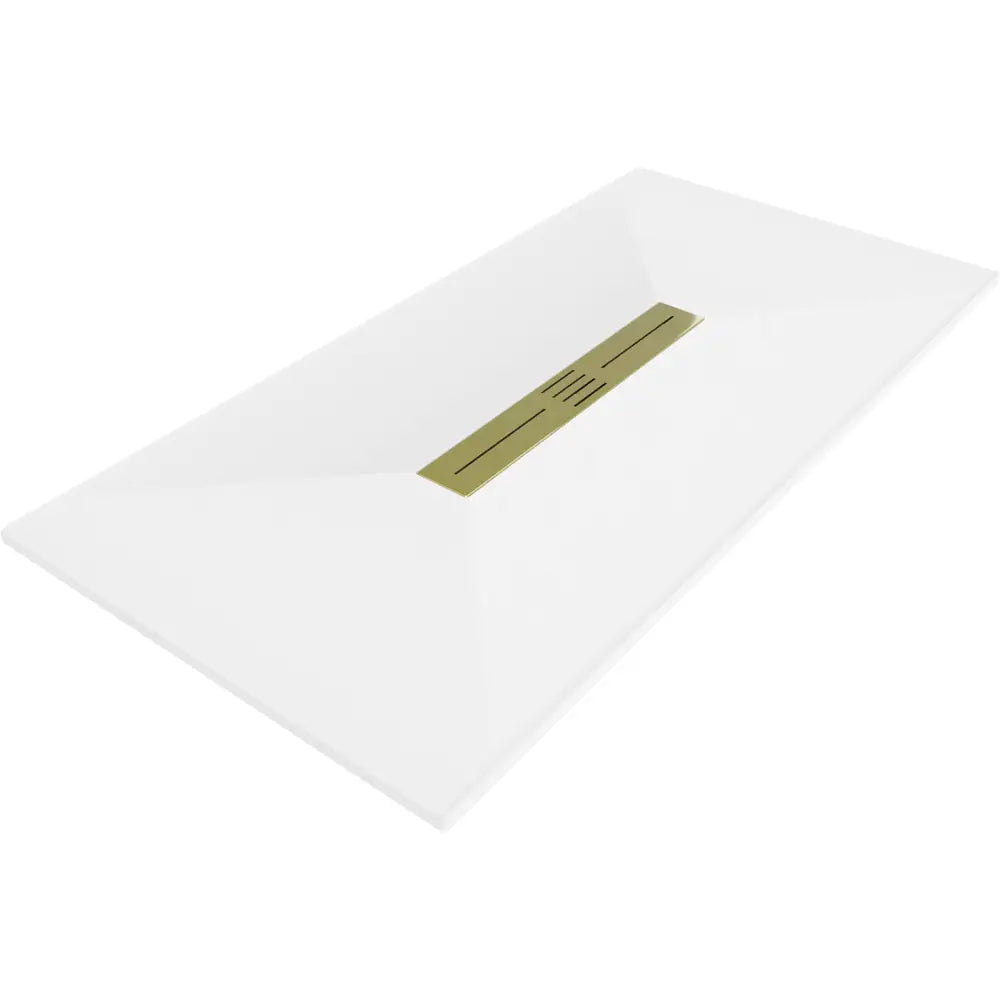 Mexen Toro Rektangulært Dusjbrett Smc 200x90 Cm Hvitt med Gullfarget Frontpanel - 43109020-g
