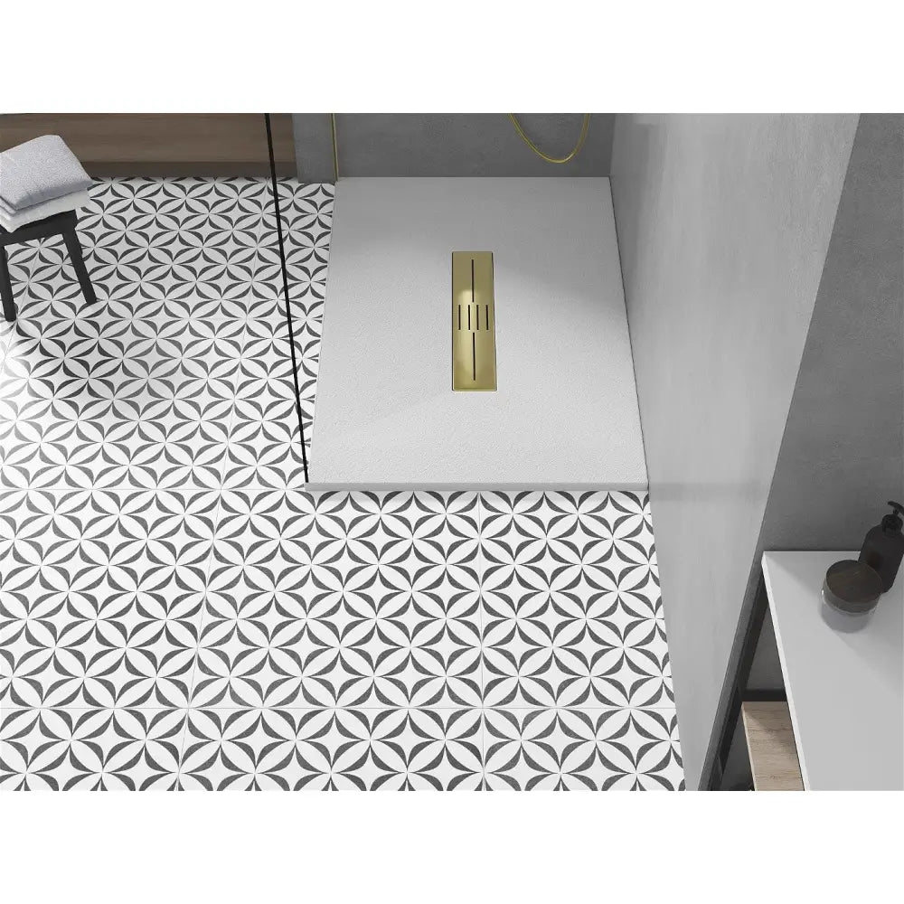 Mexen Toro Rektangulært Smc-dusjbrett 130x70 Cm Hvitt med Gulldeksel - 43107013-g