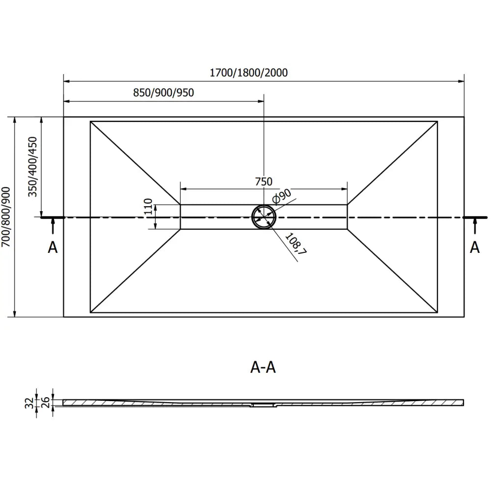 Mexen Toro Rektangulært Smc-dusjbrett 180x70 Cm Svart med Gyllent Deksel - 43707018-g