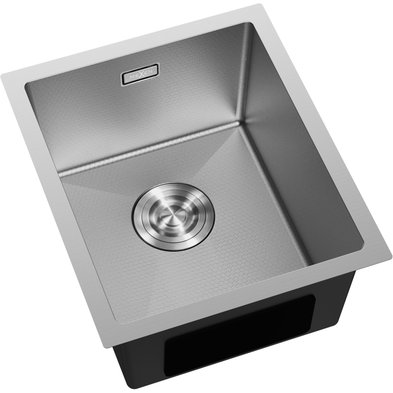 Kjøkkenvask Rustfritt Stål Mexen Trixo 370 x 440 mm med strukturert overflate og rund bunnsil.