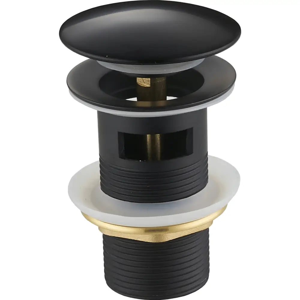 Mexen Trykk-og-lukk Rund Bunnventil med Overløp Svart - 79920-