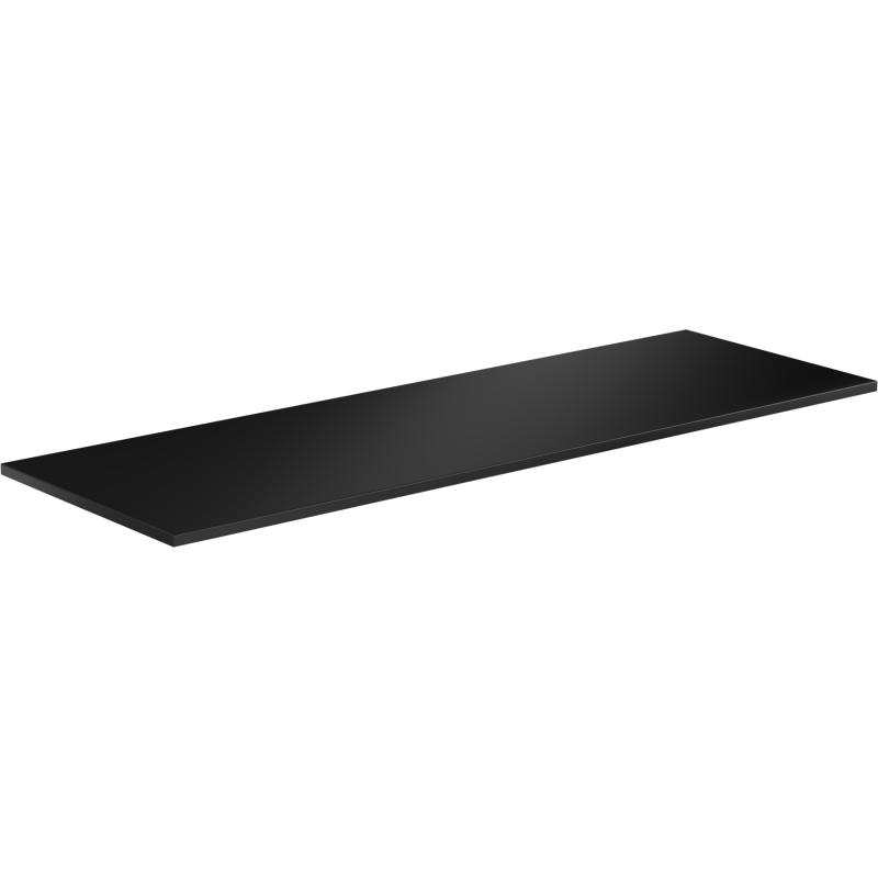 Benkeplate Bad 160 cm i svart matt finish, sett fra skrått sideperspektiv med lett refleksjon.