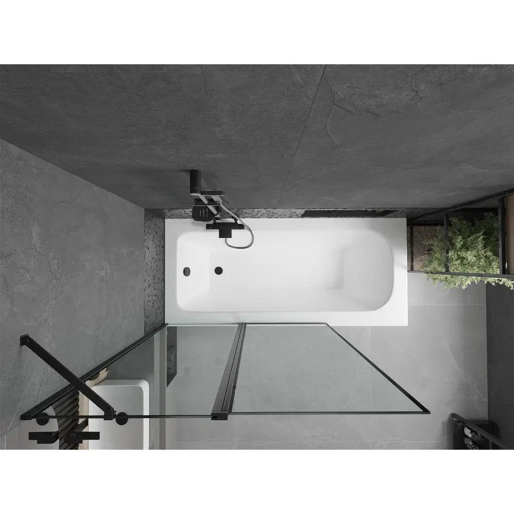 Mexen Vega Rektangulært Badekar 150x70 Cm med Kabinett og Enkeltdørs Dusjskjerm 120 Cm Svart Mønster - 550115070x