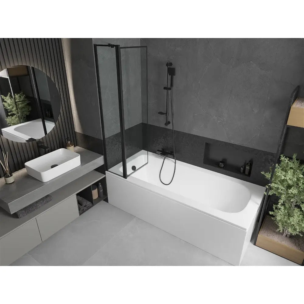 Mexen Vega Rektangulært Badekar 150x70 Cm med Kabinett og Ettveissvingdør 80 Cm Svart Mønster - 550115070x