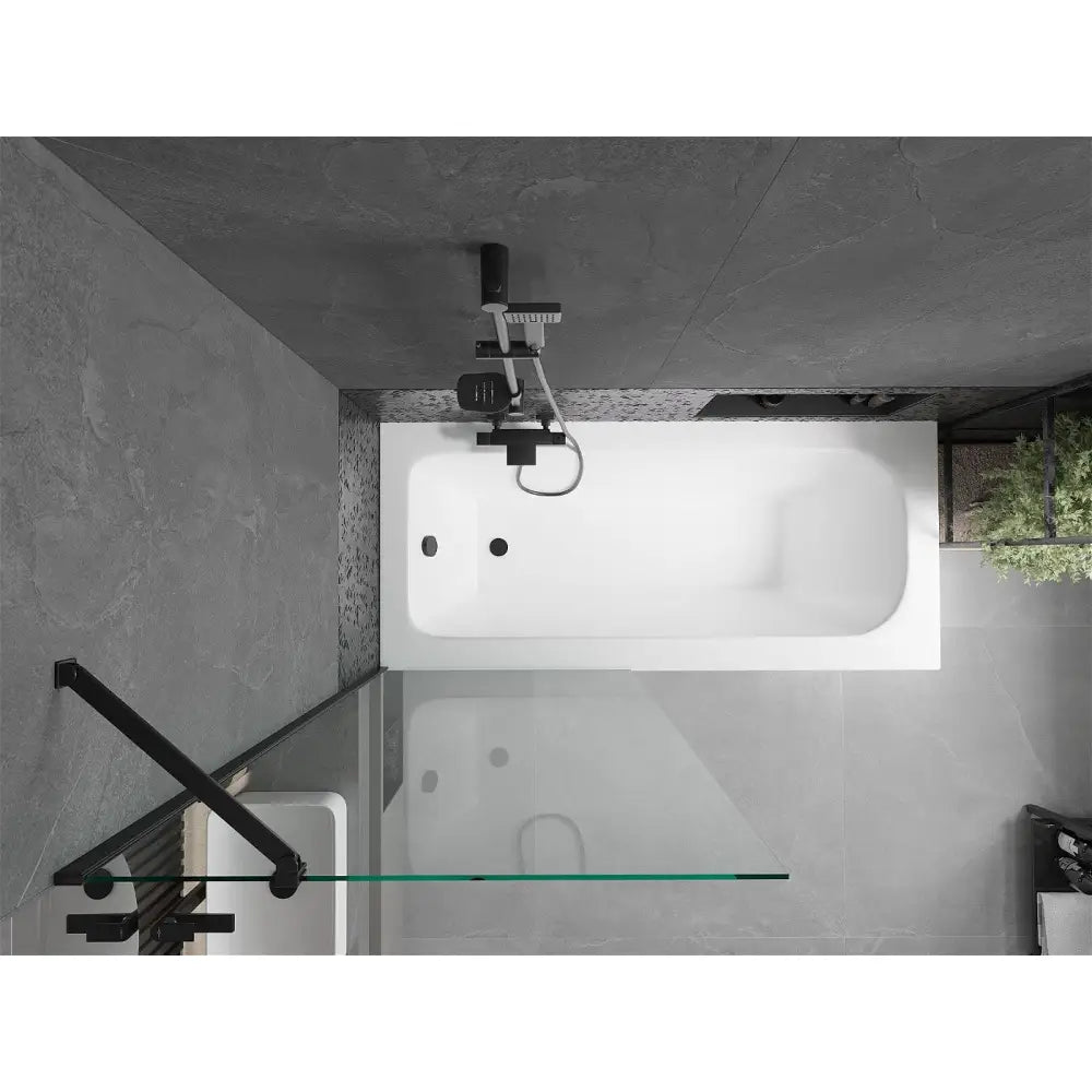 Mexen Vega Rektangulært Badekar 150x70 Cm med Kabinett og 1-dørs Dusjvegg 80 Cm Transparent Svart - 550115070x