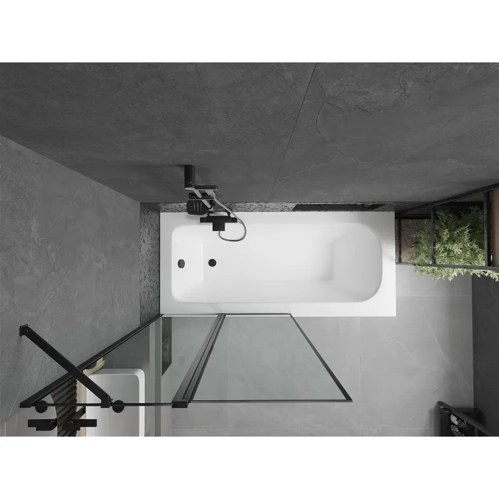 Mexen Vega Rektangulært Badekar 150x70 Cm med Kabinett og 1-dørs Dusjvegg 100 Cm Svart Mønster - 550115070x