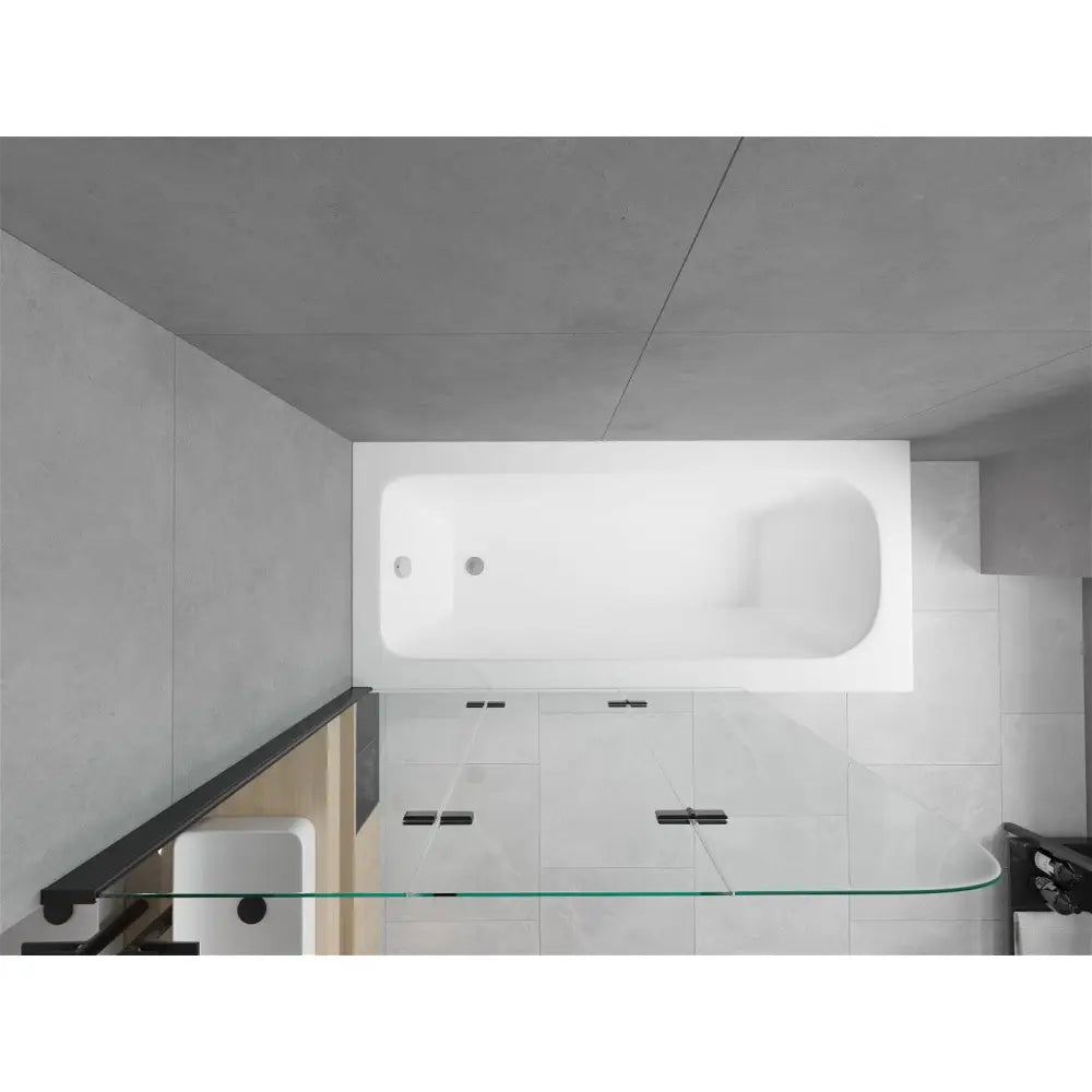Mexen Vega Rektangulært Badekar 150x70 Cm med Kabinett og 3-delt Skjermbrett 120 Cm Gjennomsiktig Svart - 550115070x