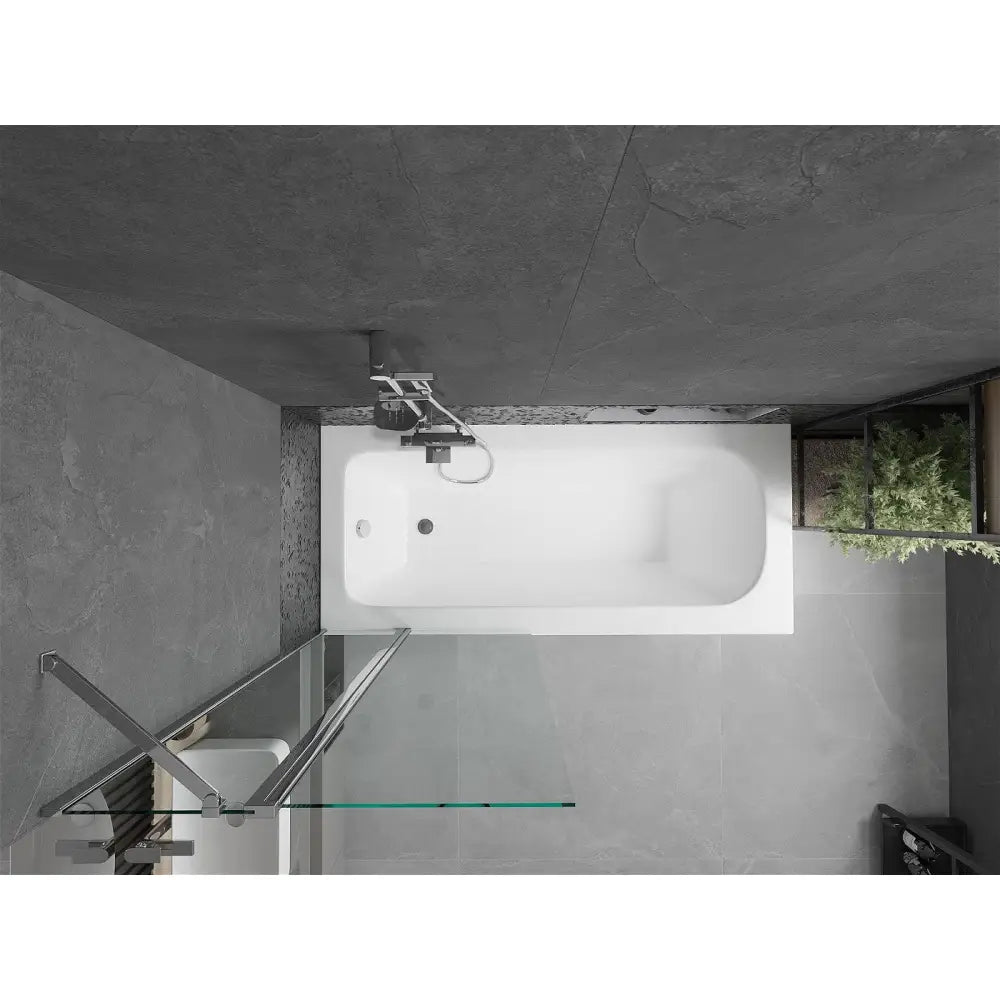 Mexen Vega Rektangulært Badekar 150x70 Cm med Kledning og Enkeltfløyels Skjerm 80 Cm Gjennomsiktig Krom - 550115070x