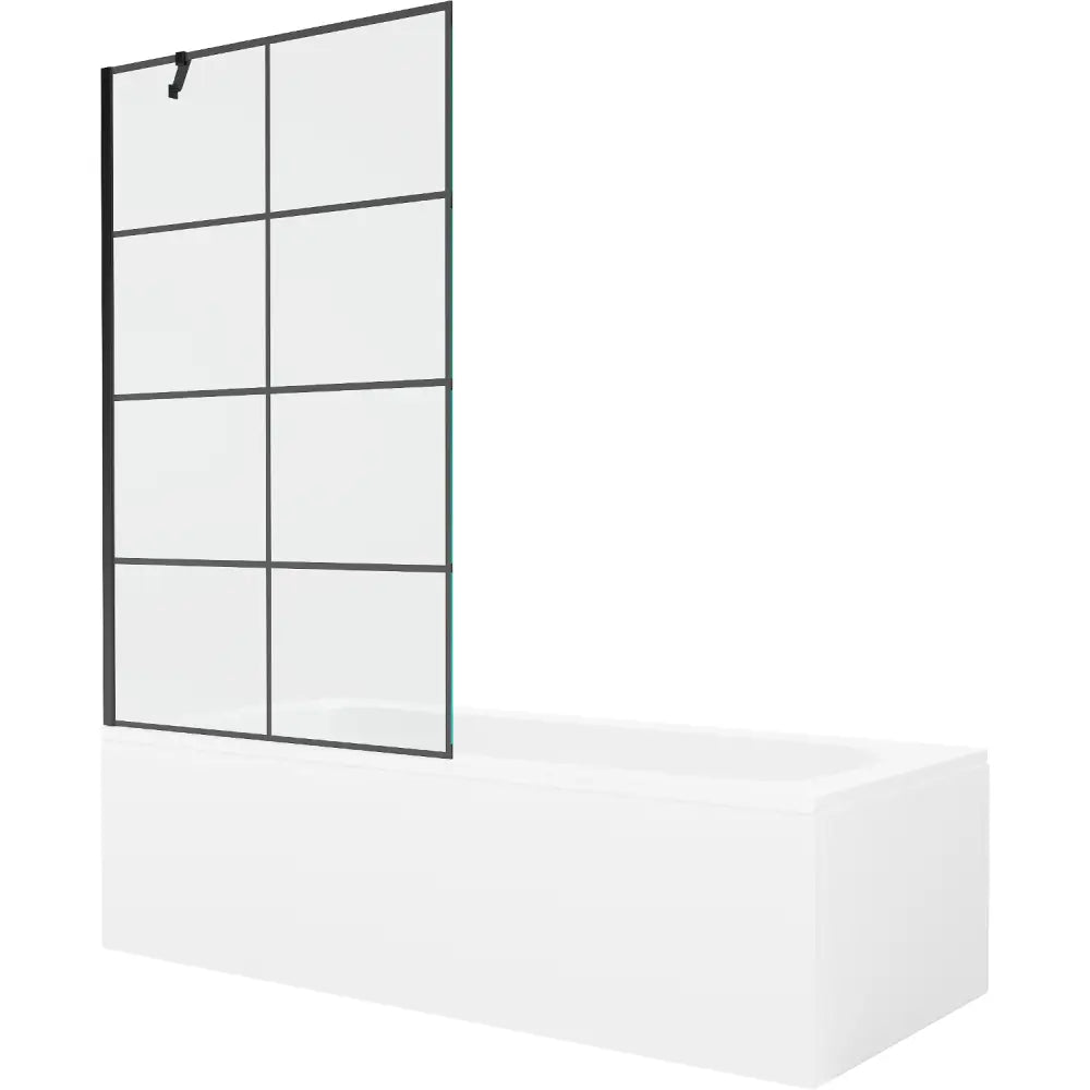 Mexen Vega Rektangulært Badekar 160x70 Cm med Kabinett og Enkeltfløyet 100 Cm Dusjvegg Svart Mønster - 550116070x