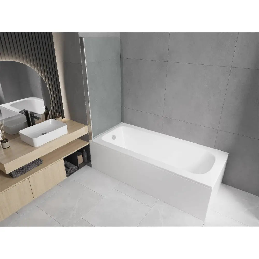 Mexen Vega Rektangulært Badekar 160x70 Cm med Kabinett og Enkeltdørs Dusjvegg 80 Cm Gjennomsiktig Krom - 550116070x