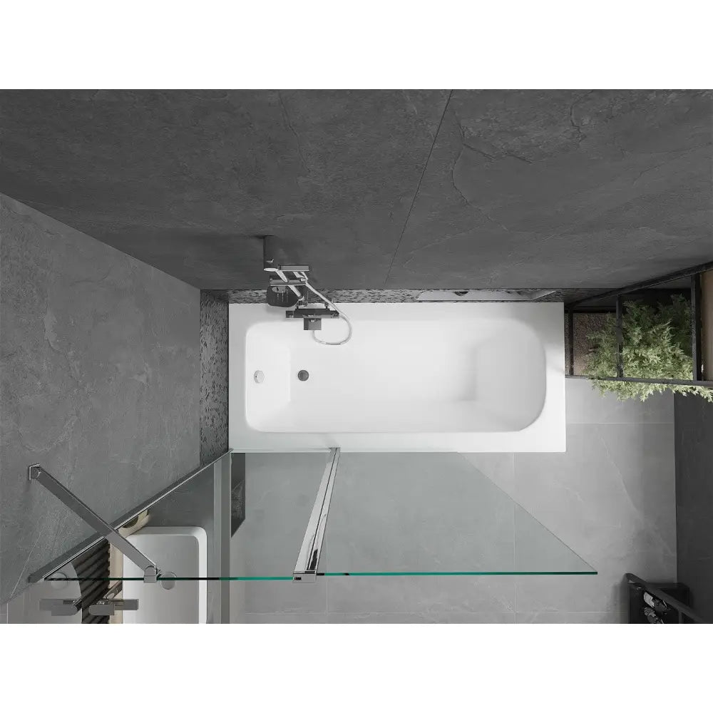 Mexen Vega Rektangulært Badekar 160x70 Cm med Kabinett og Enkeltdørs Skjerm 120 Cm Transparent Krom - 550116070x