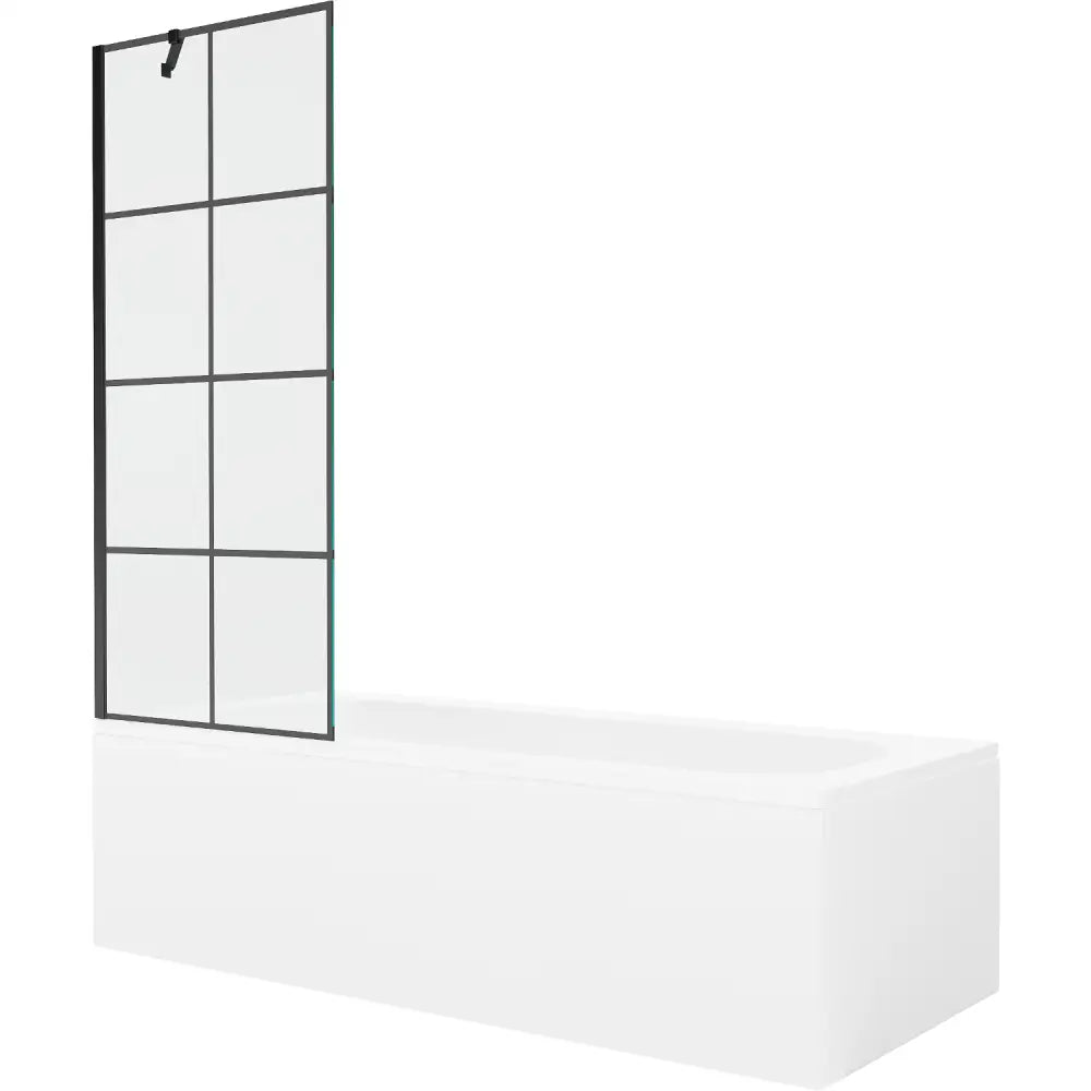 Mexen Vega Rektangulært Badekar 160x70 Cm med Kabinett og Enkeltdørs Dusjvegg 70 Cm Svart Mønster - 550116070x