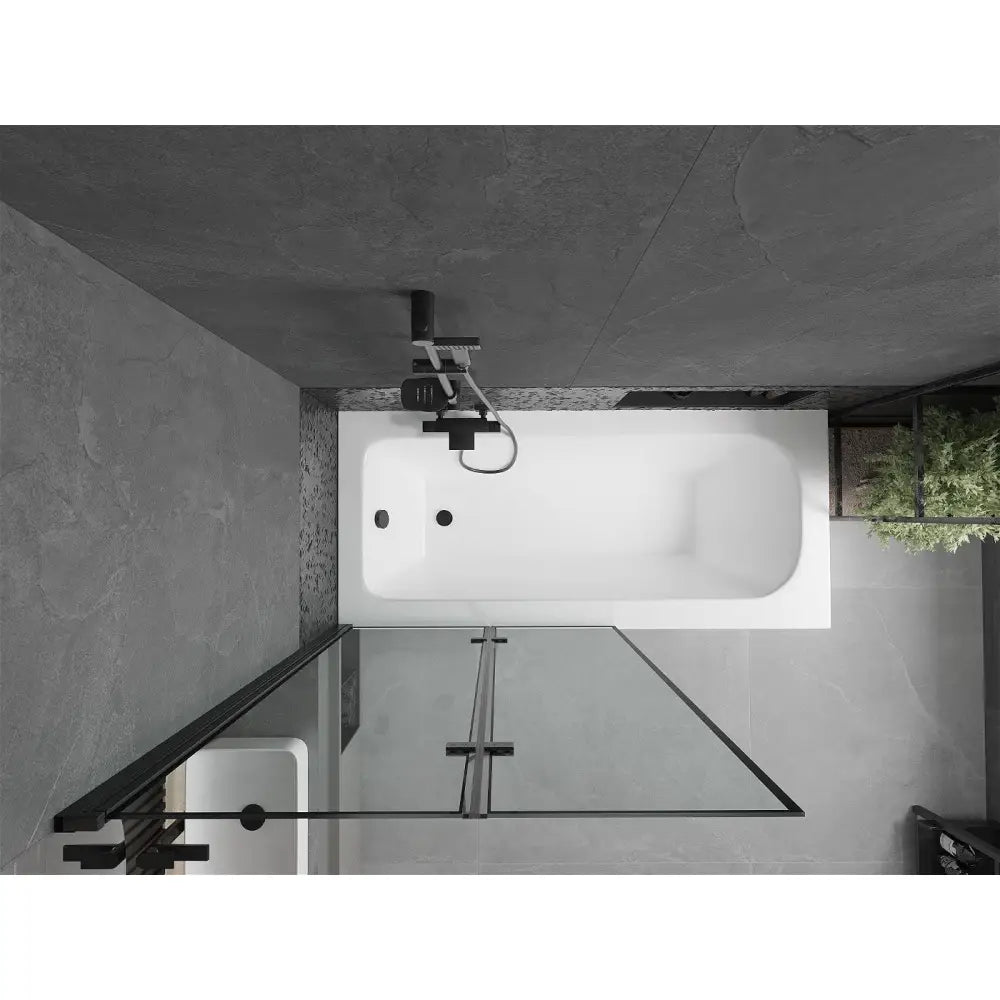 Mexen Vega Rektangulært Badekar 160x70 Cm med Kabinett og 2-delt Dusjvegg 100 Cm Svart Mønster - 550116070x