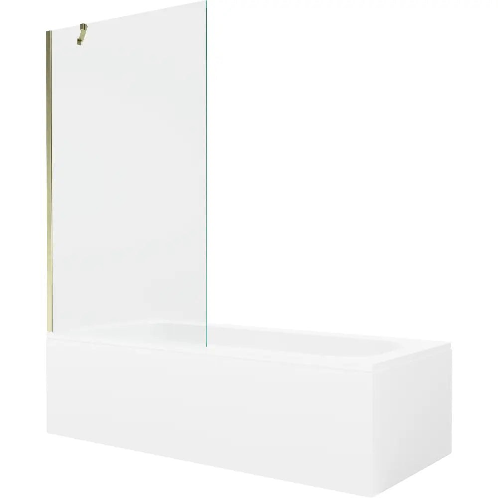 Mexen Vega Rektangulært Badekar 160x70 Cm med Kabinett og Enkelt 100 Cm Dusjvegg Transparent Gull - 550116070x