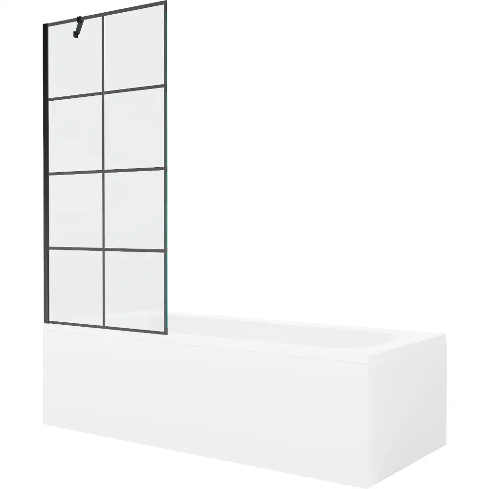 Mexen Vega Rektangulært Badekar 160x70 Cm med Kabinett og Enkelt 80 Cm Dusjvegg Svart Mønster - 550116070x