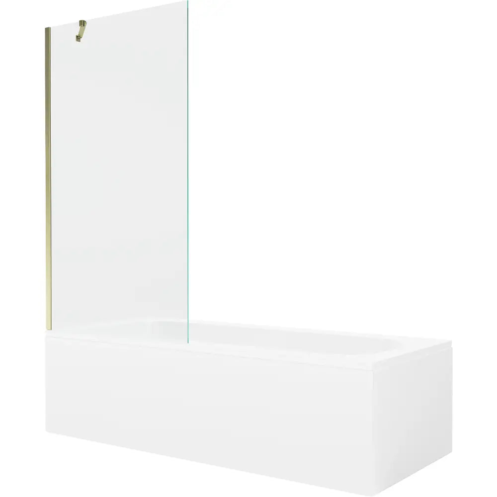 Mexen Vega Rektangulært Badekar 160x70 Cm med Kabinett og Enkelt 90 Cm Dusjdør Gjennomsiktig Gull - 550116070x