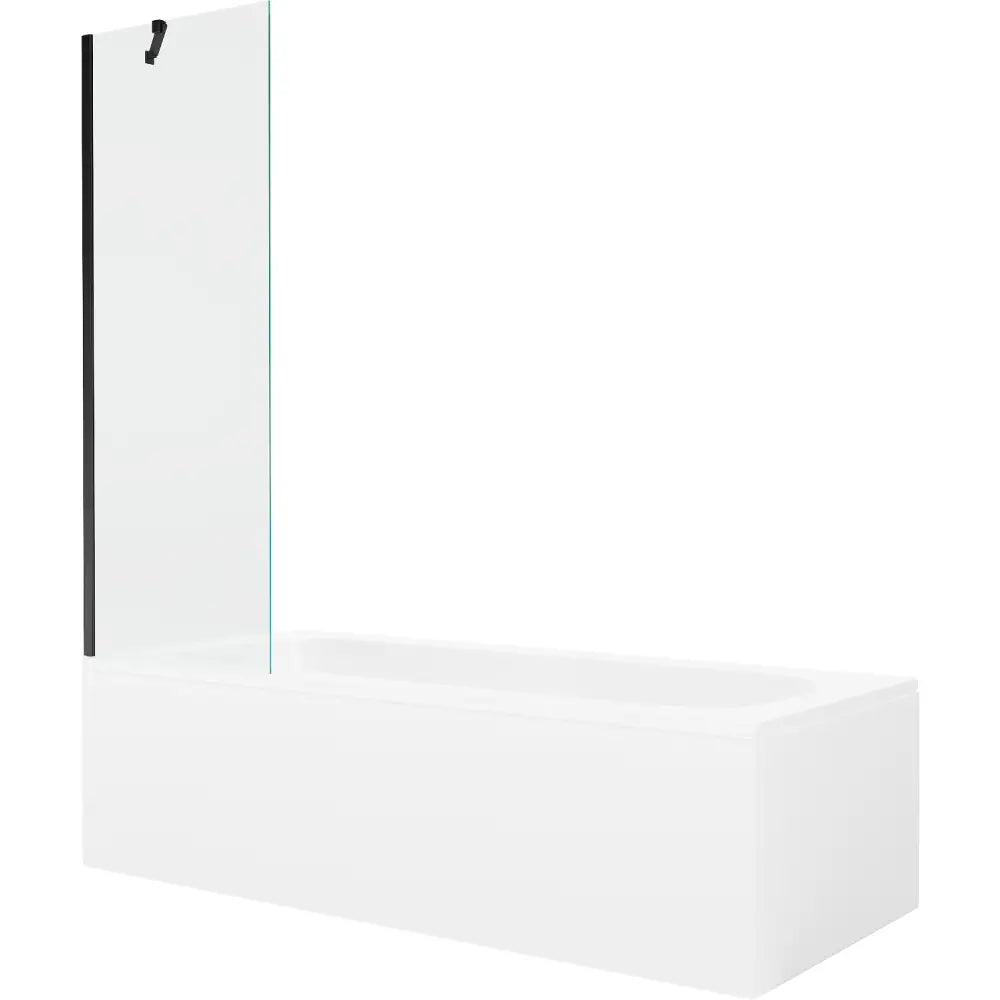 Mexen Vega Rektangulært Badekar 170x70 Cm med Kabinett og Enkeltvindu Skjerm 60 Cm Gjennomsiktig Svart - 550117070x
