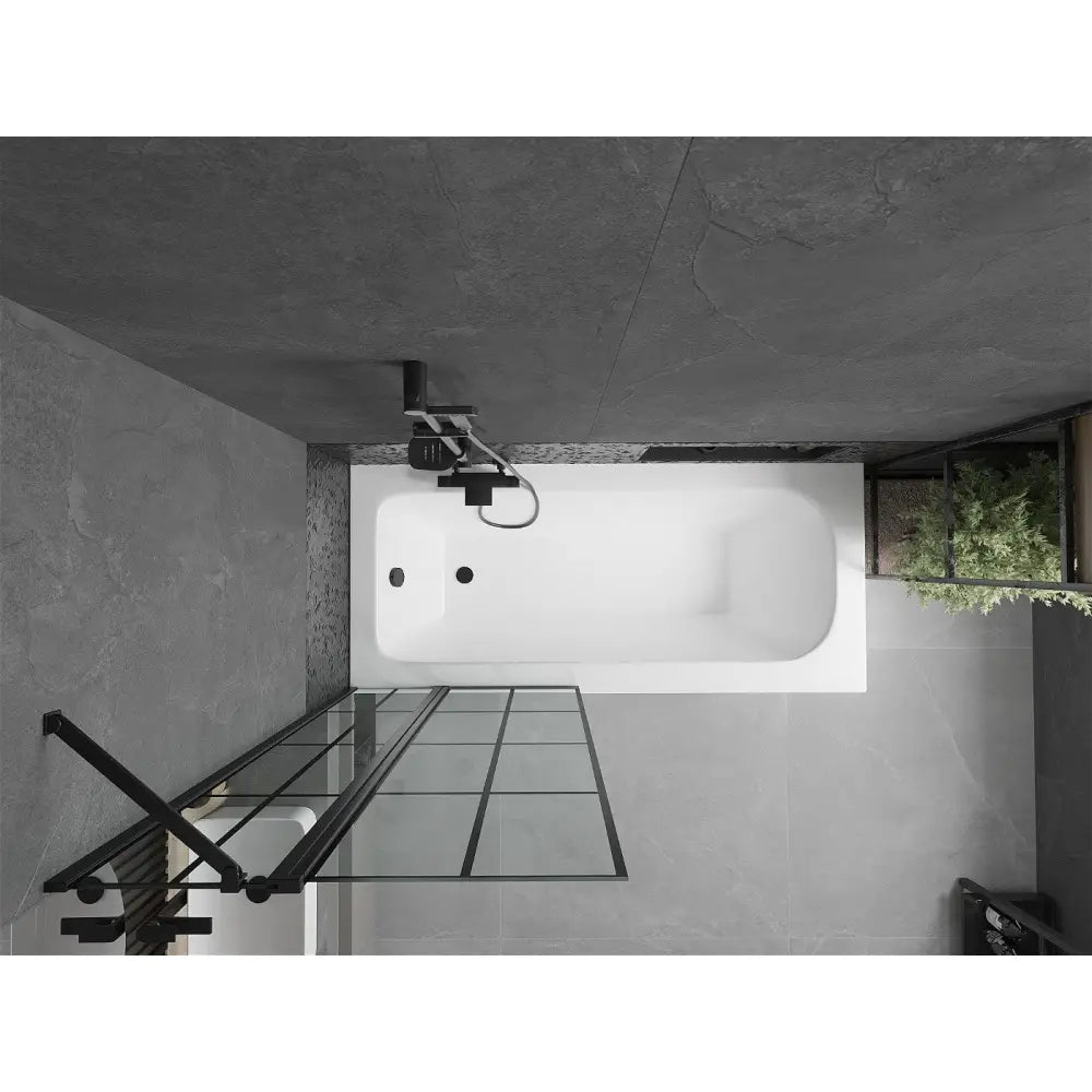 Mexen Vega Rektangulært Badekar 170x70 Cm med Kabinett og Enkeltdørs Dusjvegg 80 Cm Svart Mønster - 550117070x