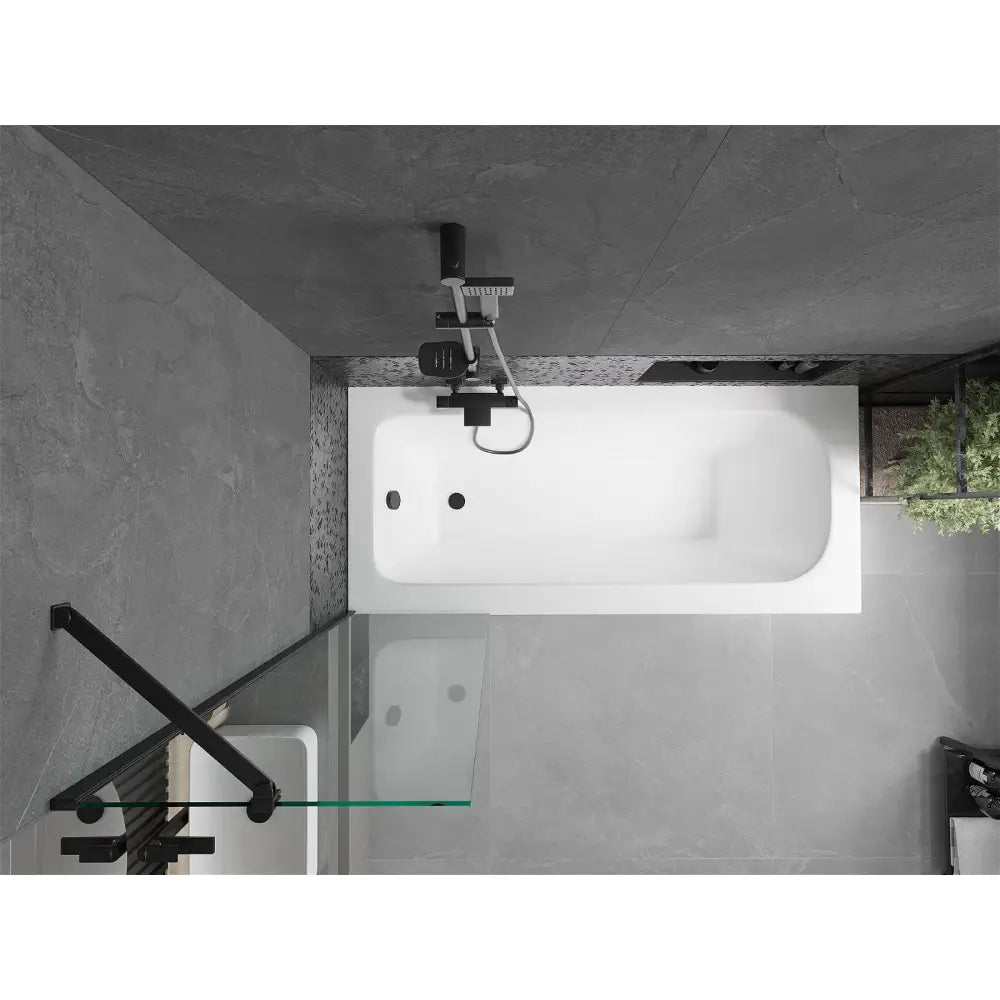 Mexen Vega Rektangulært Badekar 170x70 Cm med Kabinett og 1-delt 50 Cm Dusjdør Gjennomsiktig Svart - 550117070x