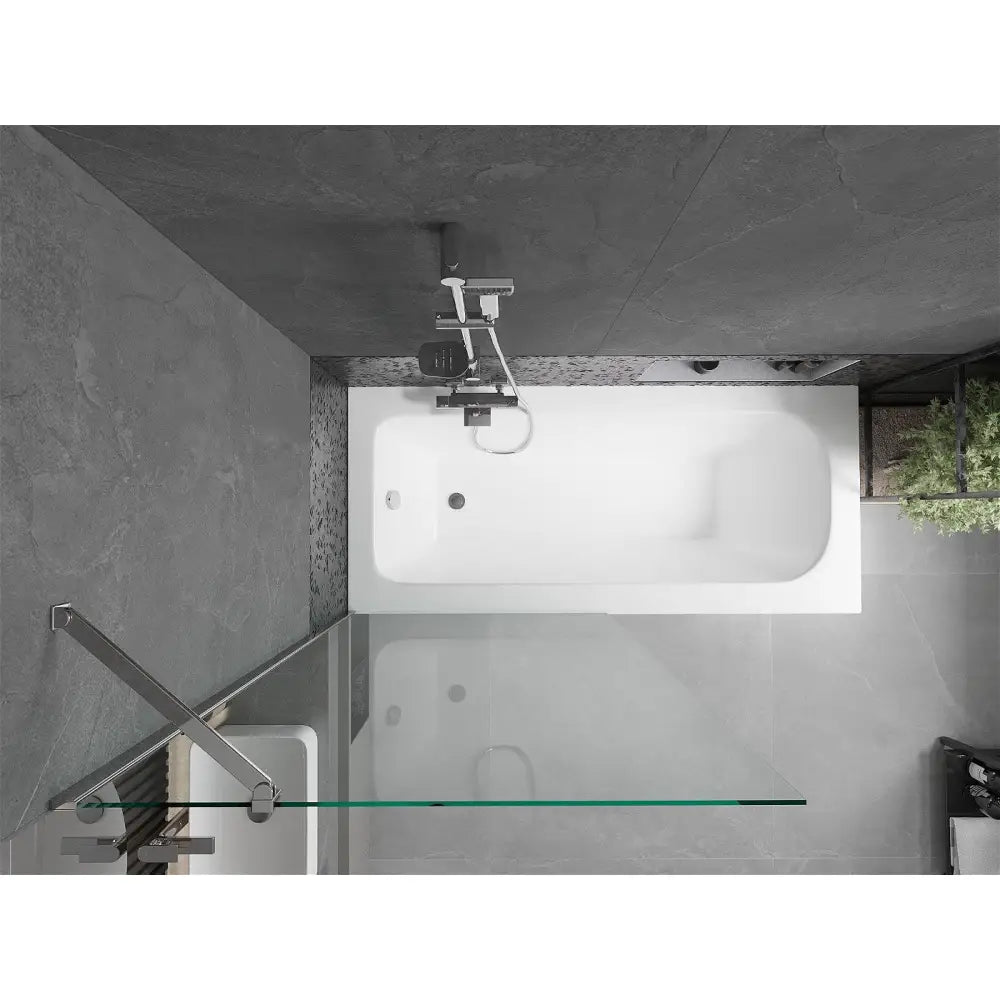 Mexen Vega Rektangulært Badekar 170x70 Cm med Kabinett og 1-delt Dusjvegg 90 Cm Gjennomsiktig Krom - 550117070x
