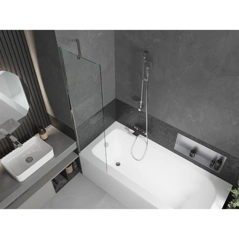 Mexen Vega Rektangulært Badekar 170x70 Cm med Kabinett og 1-dørs Dusjvegg 50 Cm Gjennomsiktig Krom - 550117070x