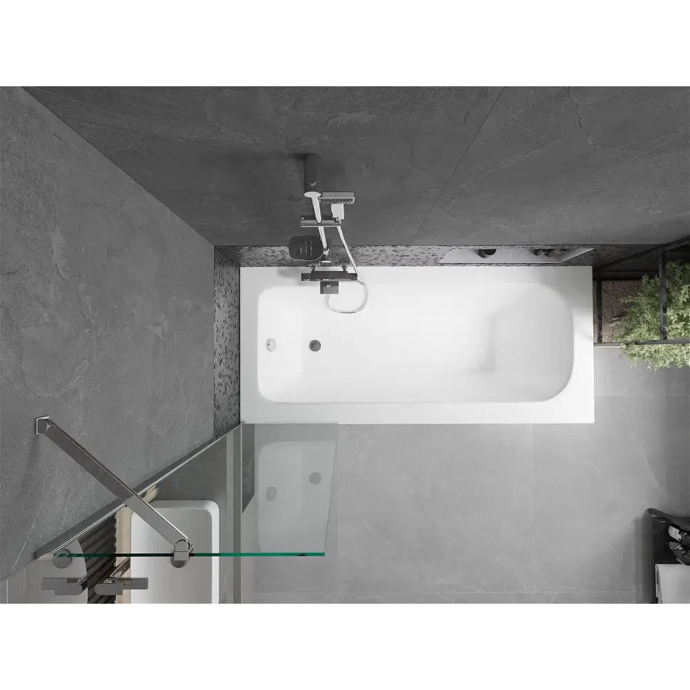 Mexen Vega Rektangulært Badekar 170x70 Cm med Kabinett og 1-dørs Dusjvegg 50 Cm Gjennomsiktig Krom - 550117070x