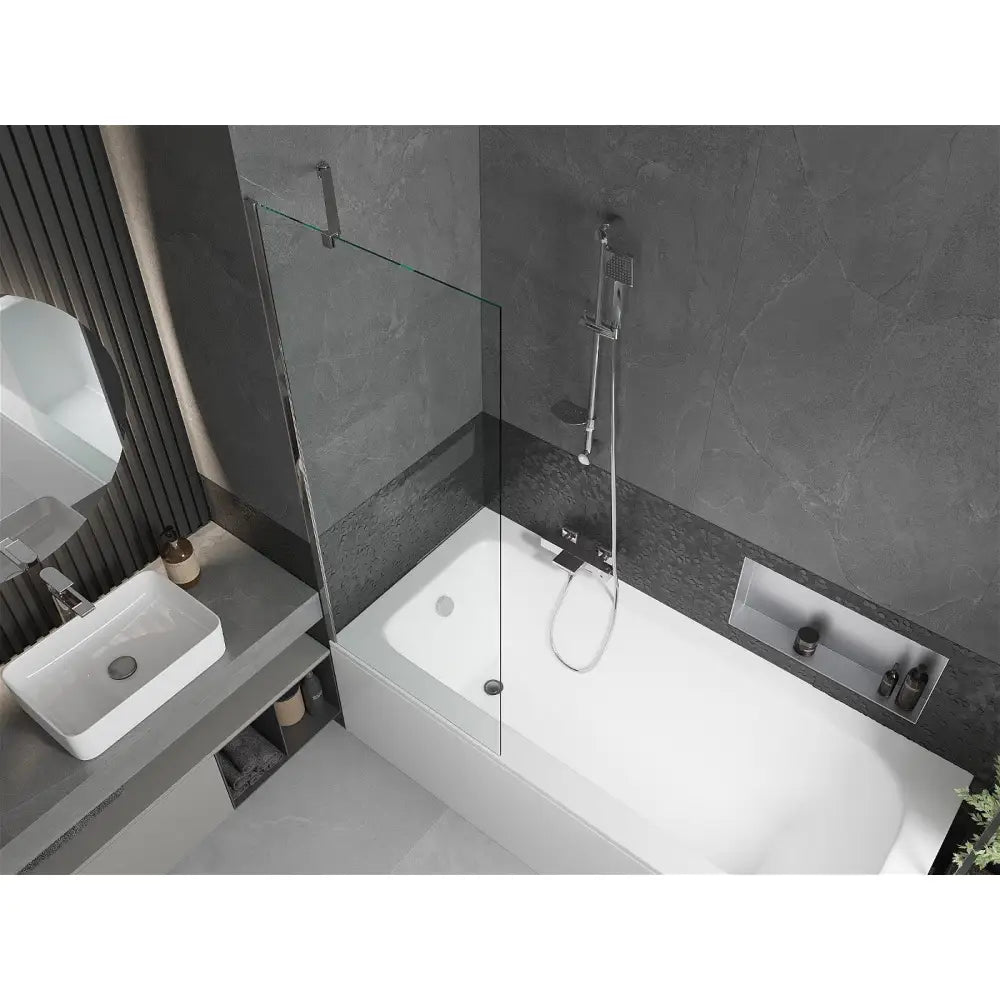 Mexen Vega Rektangulært Badekar 170x70 Cm med Kabinett og 1-dørs 70 Cm Skjerm Gjennomsiktig Krom - 550117070x
